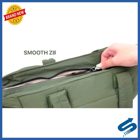Lightweight Quilted Puffer Tote Bag with Zipper for Work Travel Gym